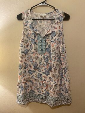 Women’s J. Jill Sleeveless Boho Tunic Top With Paisley Design SzM